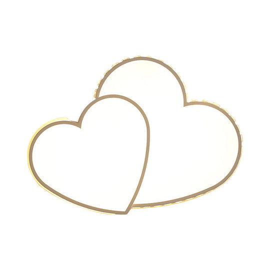 Heart Shaped Crystal LED Ceiling Flush Light Fixture - 20.5"/24.5" Wide - Warm/White Light - White Flush Mount