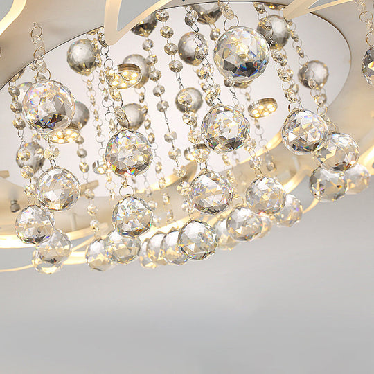 White Windmill Flush Lamp LED Acrylic Ceiling Fixture with Crystal Drop - 27"/31.5" Modernist Design (Warm/White Light)