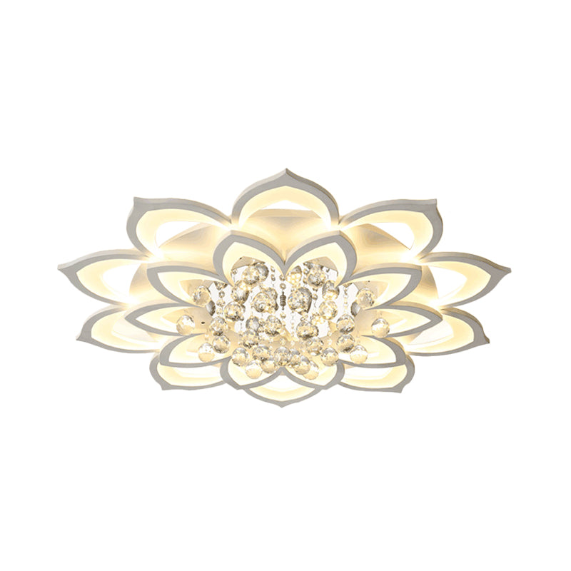 Contemporary Led Acrylic Flushmount Ceiling Light With Crystal Drop In Warm/White - 27/31.5 W