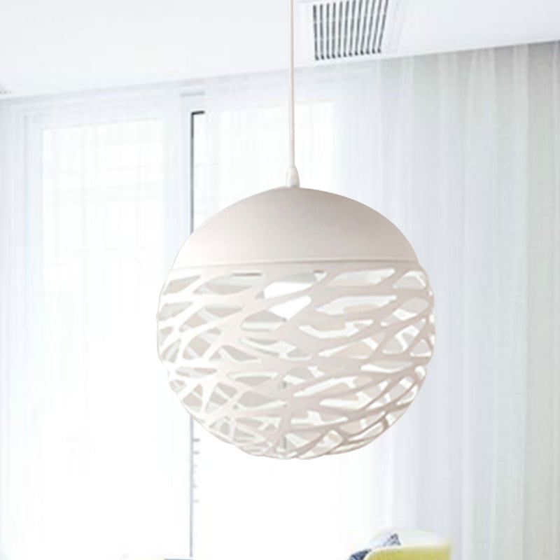 Contemporary Metallic Hollow Globe Pendant Light for Dining Table - 1 Globe Hanging Light