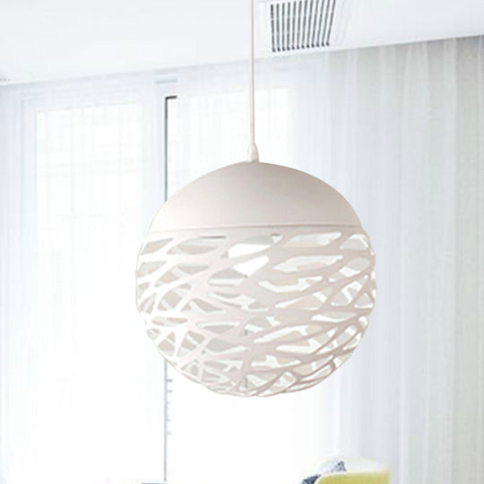 Contemporary Metallic Hollow Globe Pendant Light for Dining Table - 1 Globe Hanging Light