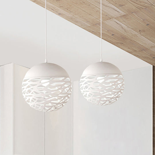 Contemporary Metallic Hollow Globe Pendant Light For Dining Tables - 1-Light