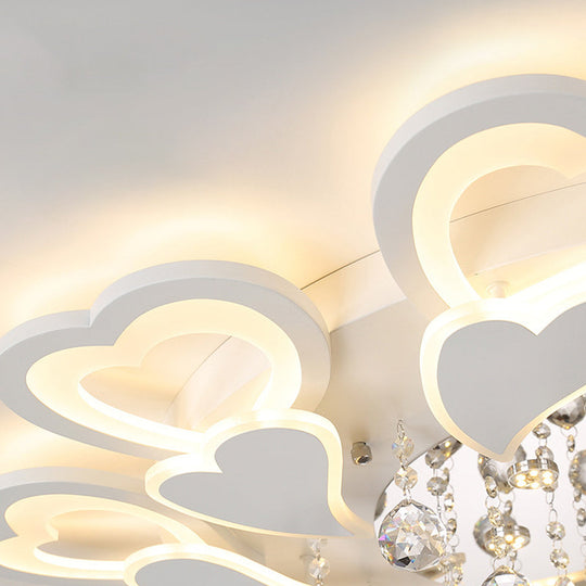 Loving-Heart LED Flush Light in Warm/White Light - Contemporary Acrylic Design - 27"/31.5" Wide