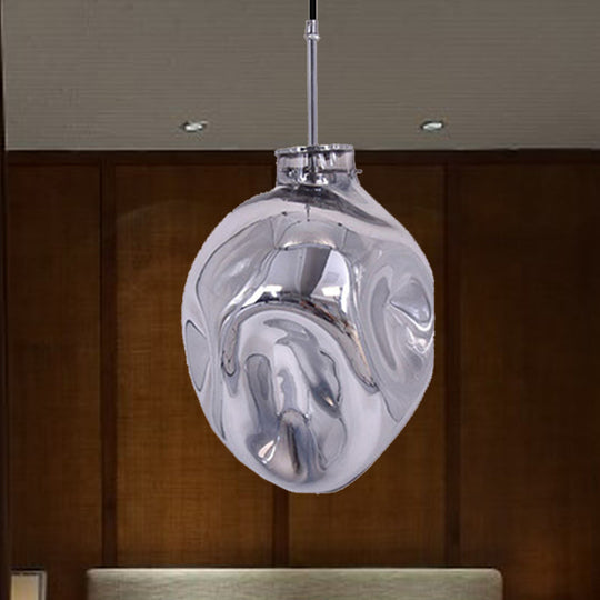 Contemporary Abstract Shade Hanging Light Pendant Lamp with Hammered Glass - Ideal for Hotels