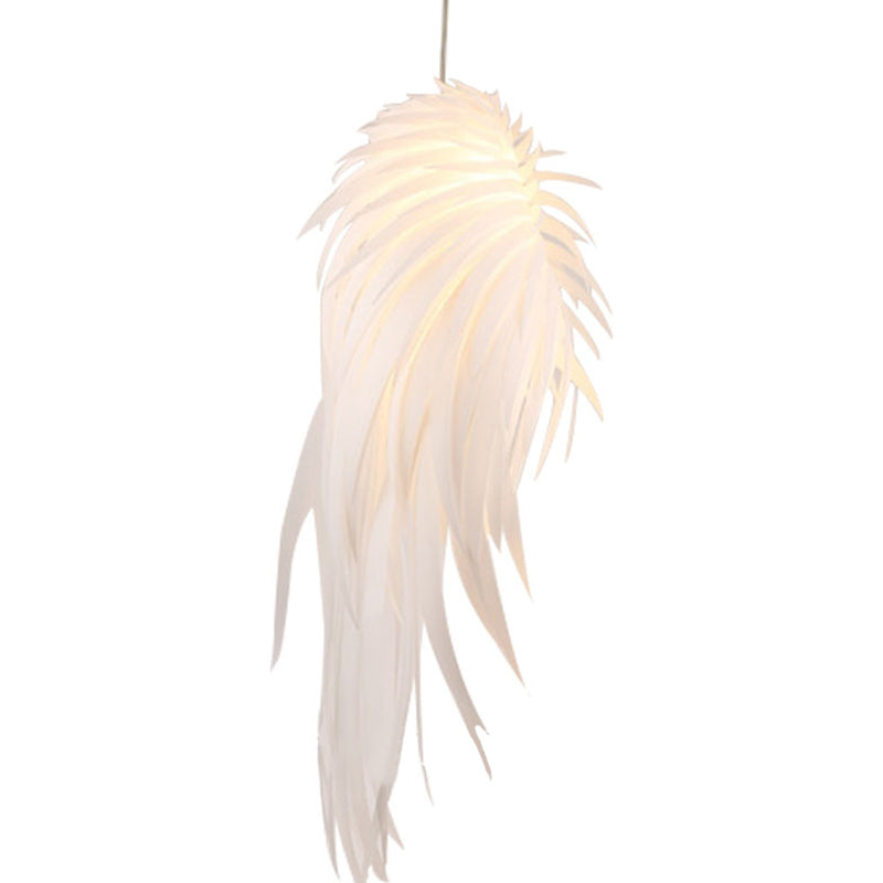 Minimalist Plastic White Feather Pendant Lamp - Angel Wing Design For Living Room Lighting