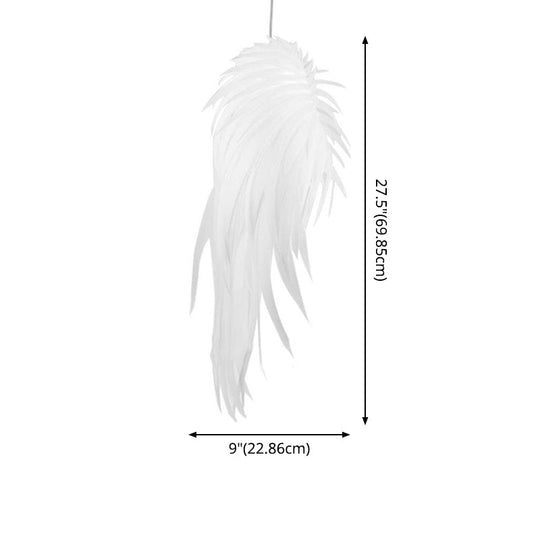Feather Pendant Lighting: Angel Wing-inspired White Hanging Lamp for Living Room