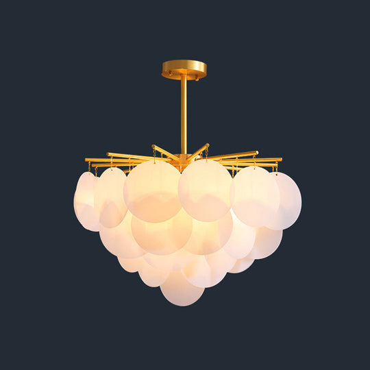 Skyla - Lustre suspendu moderne à disques étagés pour salle à manger en laiton et blanc