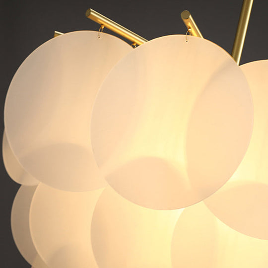 Skyla - Lustre suspendu moderne à disques étagés pour salle à manger en laiton et blanc