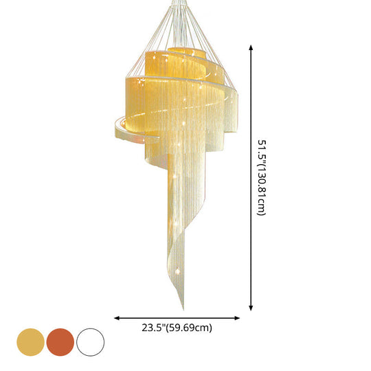 Sleek Spiral Tassel Chandelier: Modern 4-Light Ceiling Fixture for Hall