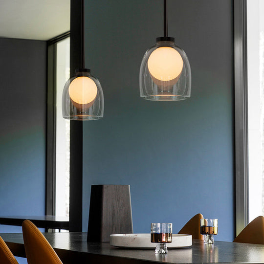 Modern Glass Pendant Lamp For Dining Room Table - Bell Hanging Light Fixture