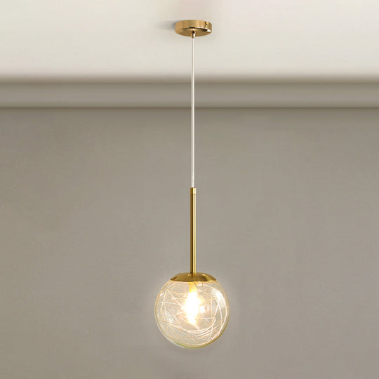 Gold Spherical Glass Pendant Ceiling Light - Modern & Elegant Bedroom Lamp