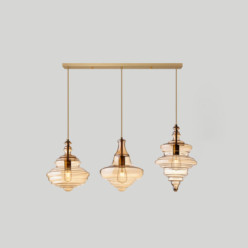 Modern Glass Pendant Lighting For Dining Room Table 3 / Cognac Linear