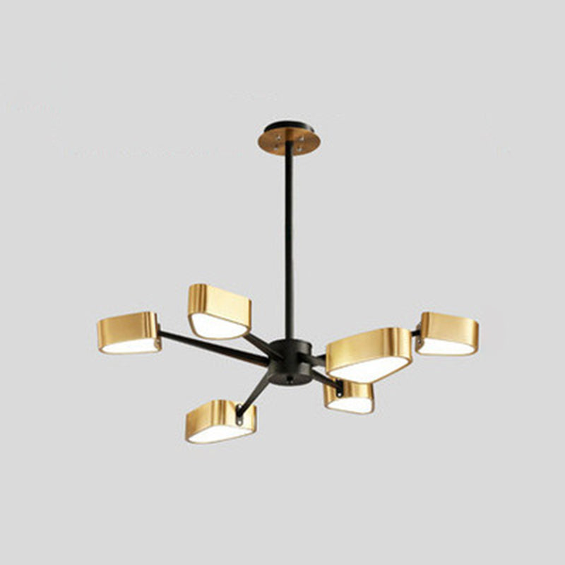 Modern Gold Triangle Chandelier Ceiling Light - Stylish Metal Hanging Fixture 6 / Black