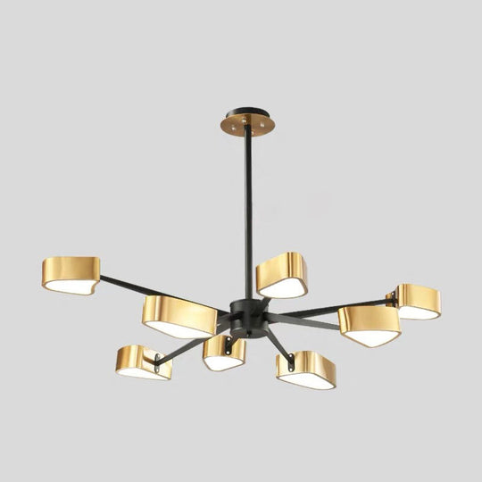 Modern Gold Triangle Chandelier Ceiling Light - Stylish Metal Hanging Fixture 8 / Black