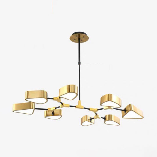Modern Gold Triangular Chandelier Ceiling Light Fixture