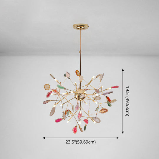 Modern Colorful Island Light Fixture With Agate Stone Pendant For Dining Restaurants