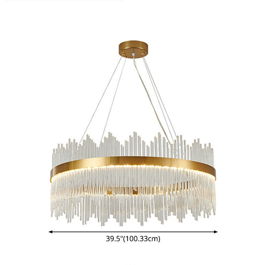 Adjustable Glass Crystal Drum Chandelier Pendant Light for Modern Living Rooms