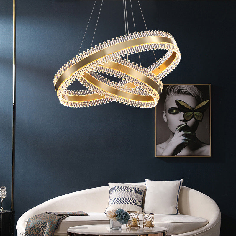 Modern Interlace Rings Chandelier - Metal Pendant Light for Living Room