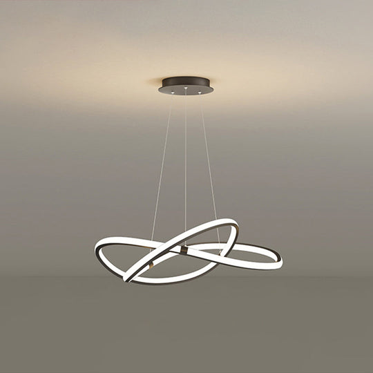 Modern Twist Chandelier Pendant Light For Living Room - Sleek Metal Design Black / 23.5 Remote