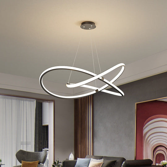 Modern Twist Chandelier Pendant Light For Living Room - Sleek Metal Design