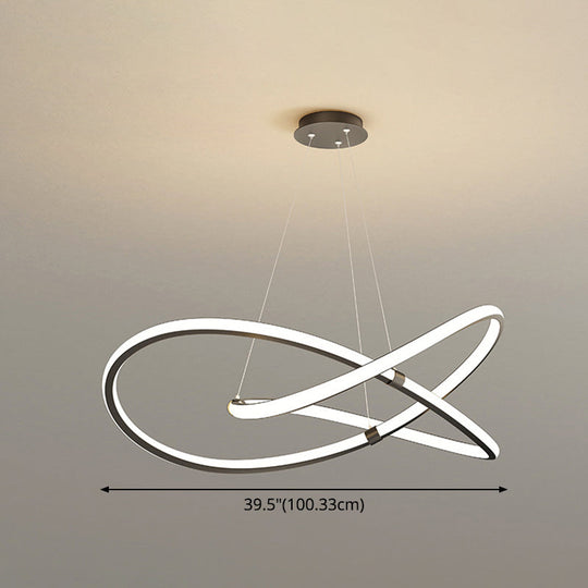 Modern Twist Chandelier Pendant Light For Living Room - Sleek Metal Design