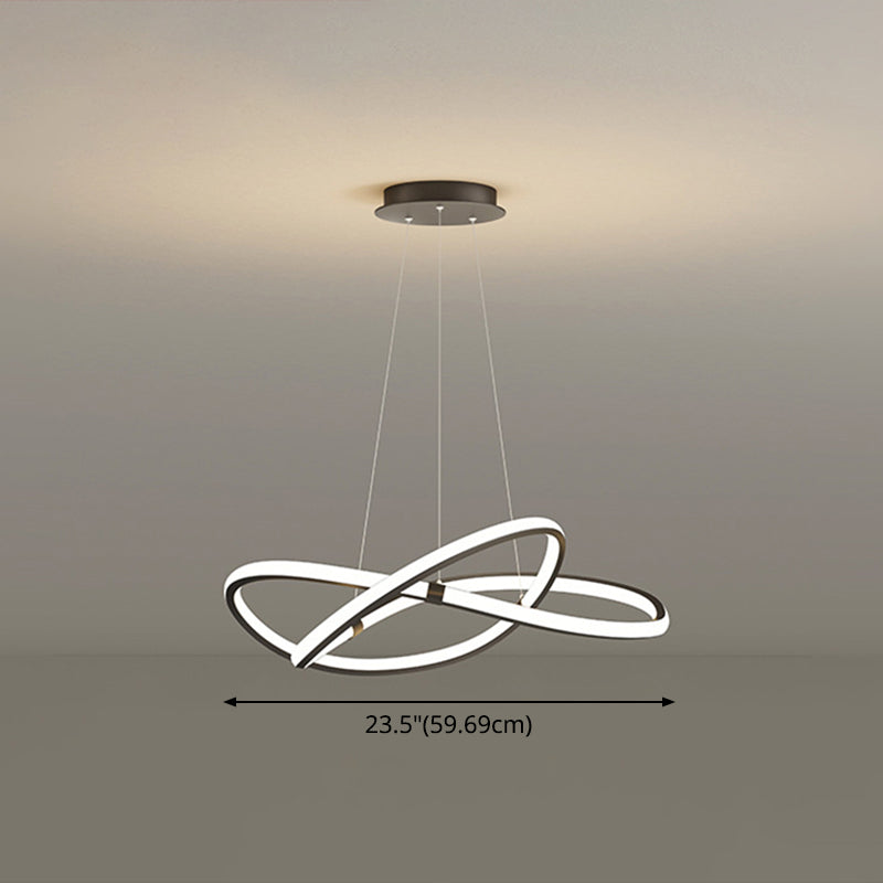 Modern Twist Chandelier Pendant Light For Living Room - Sleek Metal Design