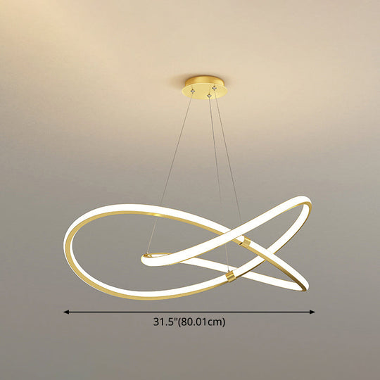 Modern Twist Chandelier Pendant Light For Living Room - Sleek Metal Design