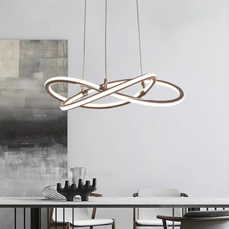 Modern Metal Strip Chandelier Pendant Light for Restaurants with Hanging Cord