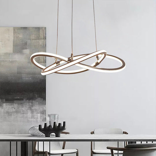 Modern Metal Strip Chandelier Pendant Light With Hanging Cord For Restaurants