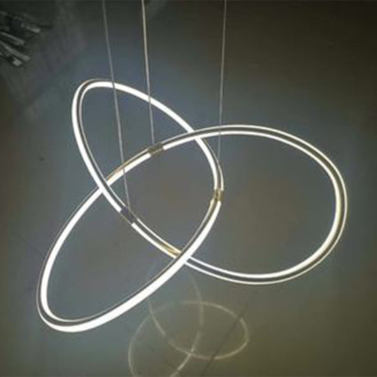 Modern Metal Strip Chandelier Pendant Light With Hanging Cord For Restaurants