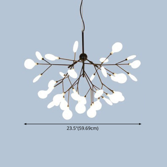 Contemporary Metal Branch Pendant Light With Led Suspension