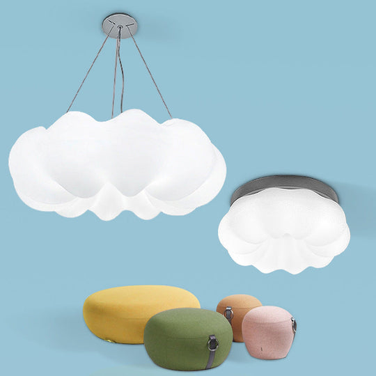 Minimalist Led Cloud Ceiling Light - White Suspension Lighting For Bedroom