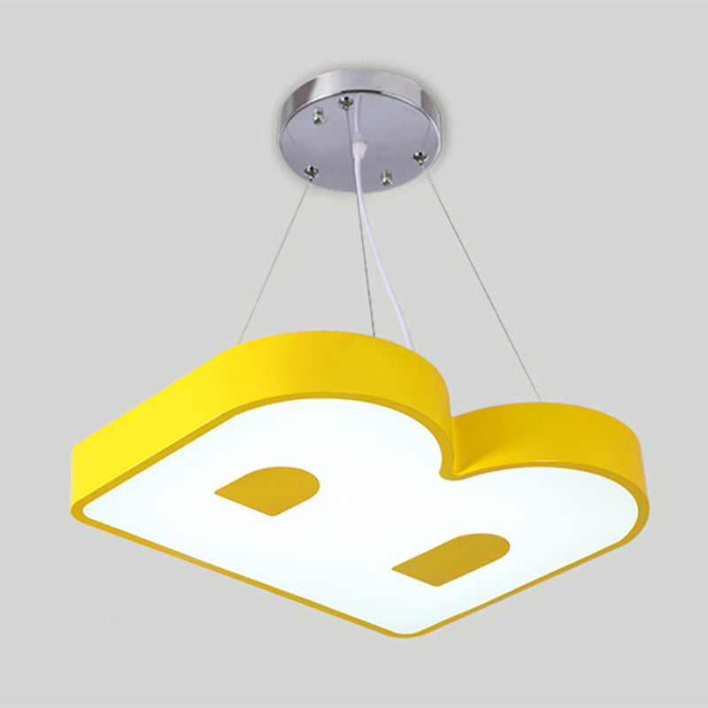 Contemporary Letter Led Pendant Ceiling Lamp - Metal Suspension Fixture Yellow