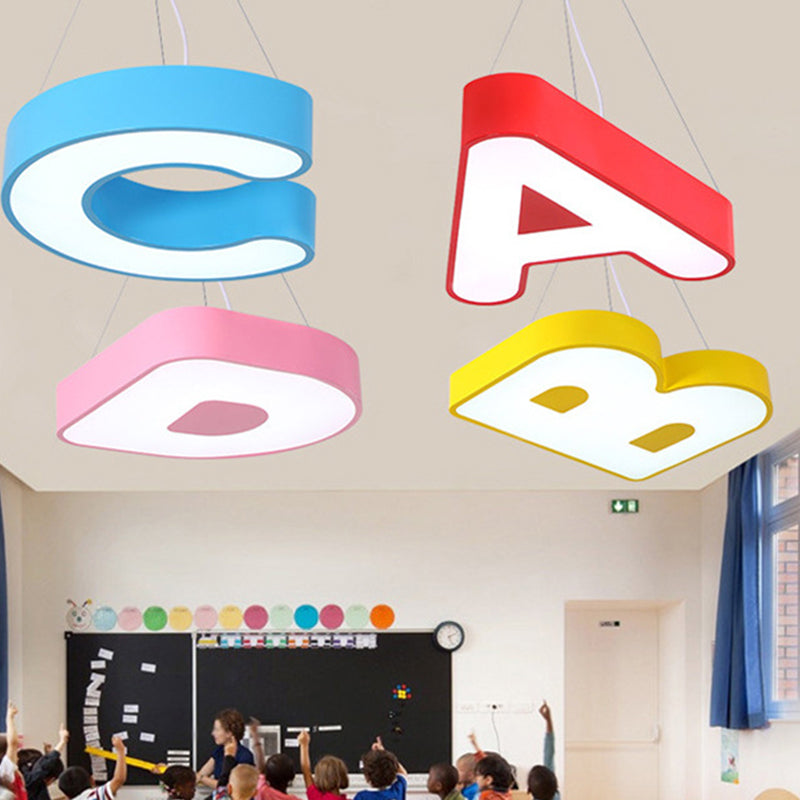 Contemporary Letter Led Pendant Ceiling Lamp - Metal Suspension Fixture