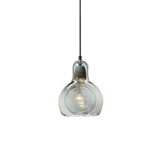 Contemporary Gourd Glass Pendant Light Fixture For Lounge Smoke Gray / 4.5