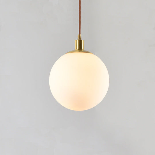 Contemporary Gold Pendant Light Fixture - Glass Spherical Hanging For Bedroom