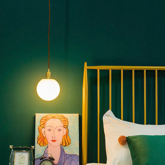 Contemporary Glass Pendant Light – Gold Spherical Design for Bedroom
