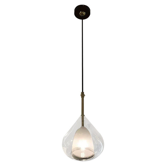 Modern Hanging Pendant Lights - Double Glass Teardrop Design - Ideal for Living Room