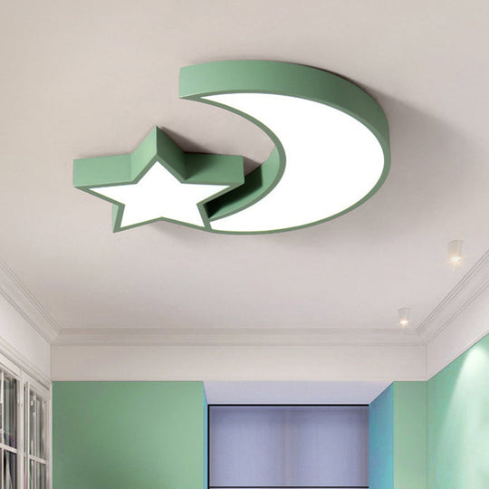 Kids Style Star and Moon LED Flushmount Ceiling Lamp
