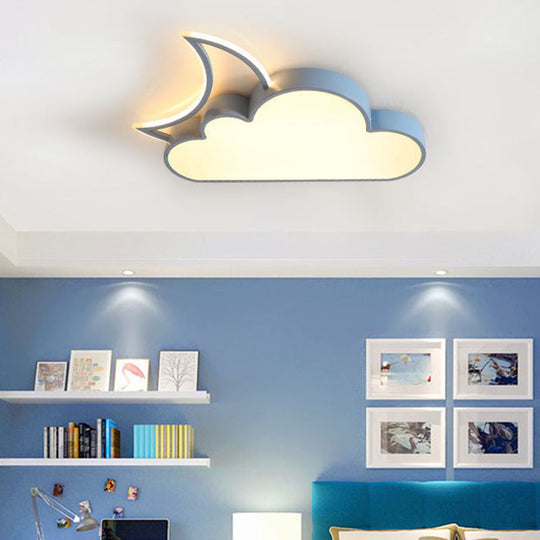 Nordic LED Metal Cloud & Moon Flush Mount Ceiling Light - Close To Ceiling Lighting Fixture