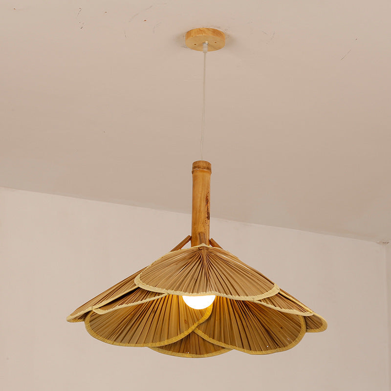 Bamboo Pendant Ceiling Light - Modern Wood Suspension For Restaurant
