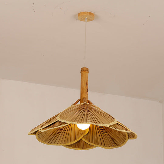 Bamboo Pendant Ceiling Light - Modern Wood Suspension For Restaurant
