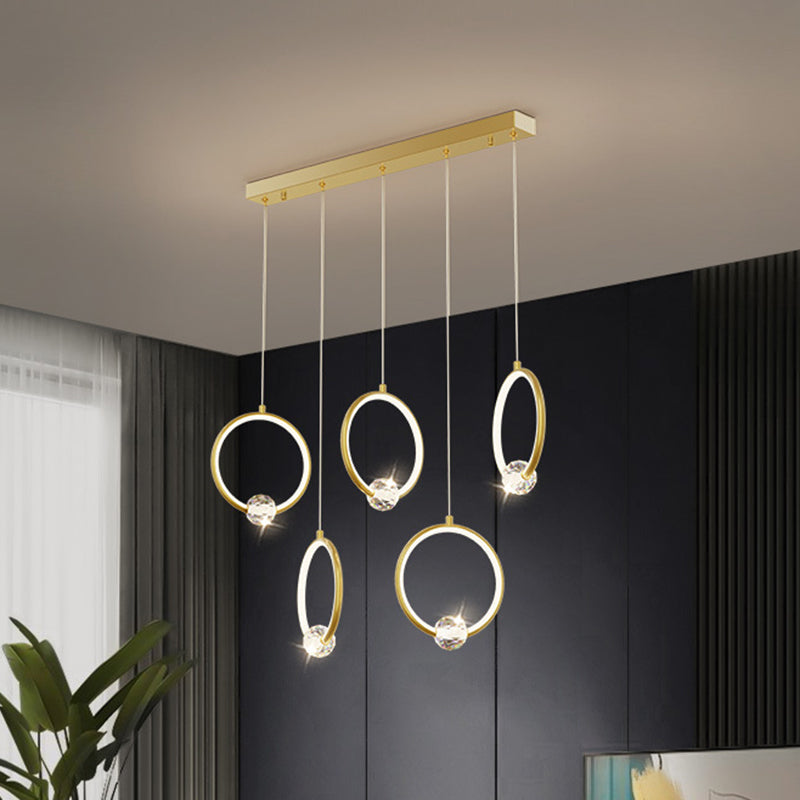 Modern Metal LED Indoor Pendant Light: Stylish Ring-Shaped Hanging Fixture