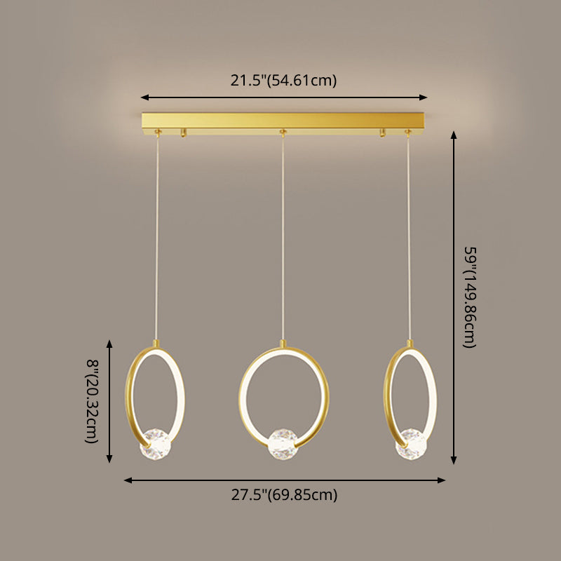 Modern Metal LED Indoor Pendant Light: Stylish Ring-Shaped Hanging Fixture