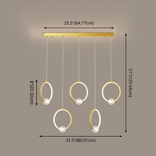 Modern Metal LED Indoor Pendant Light: Stylish Ring-Shaped Hanging Fixture