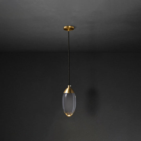 Modern LED Crystal Teardrop Pendant Light Fixture in Gold