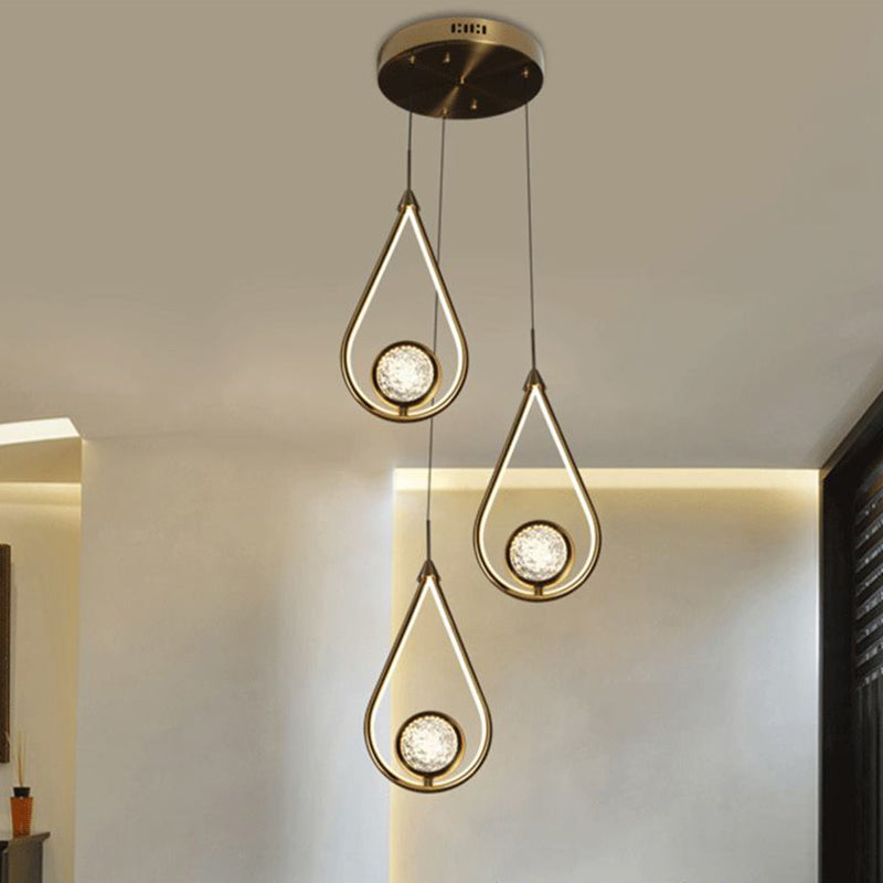 LED Crystal Pendant - Contemporary Style Metal Ceiling Hanging Lamp