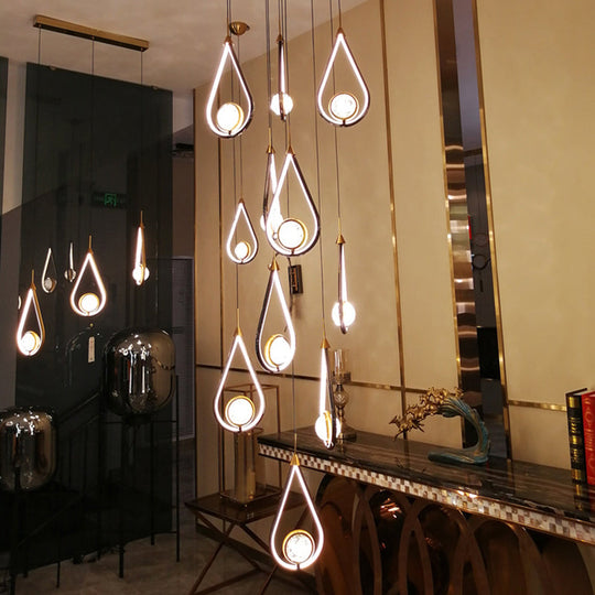 LED Crystal Pendant - Contemporary Style Metal Ceiling Hanging Lamp
