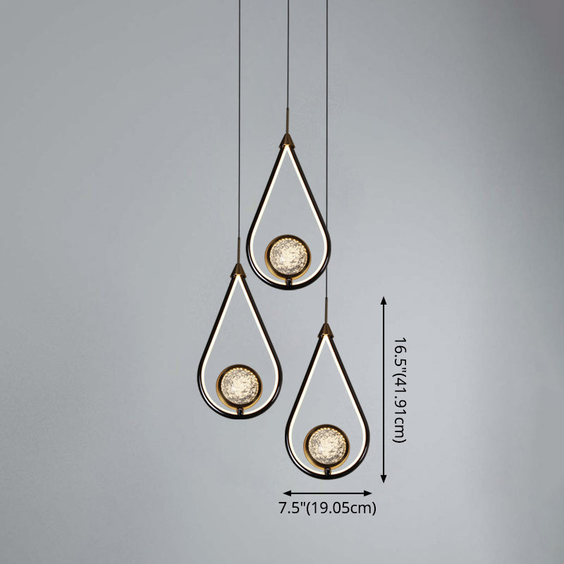 LED Crystal Pendant - Contemporary Style Metal Ceiling Hanging Lamp