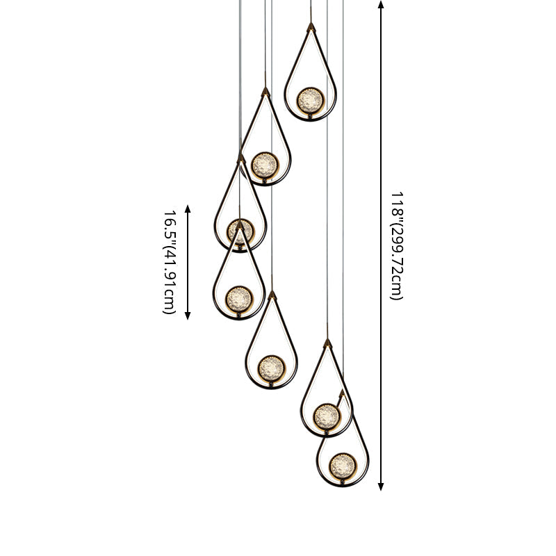 LED Crystal Pendant - Contemporary Style Metal Ceiling Hanging Lamp